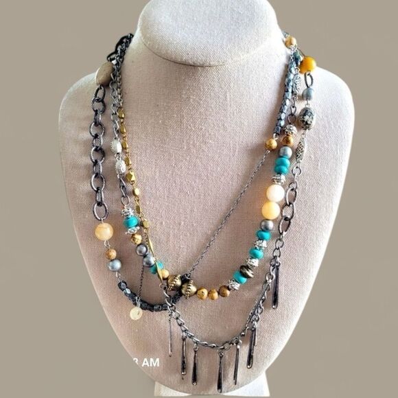 Ariana Ost x Free People Multicolor Layered Necklace NWOT